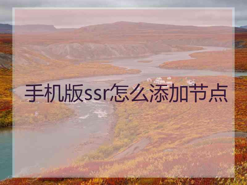 手机版ssr怎么添加节点