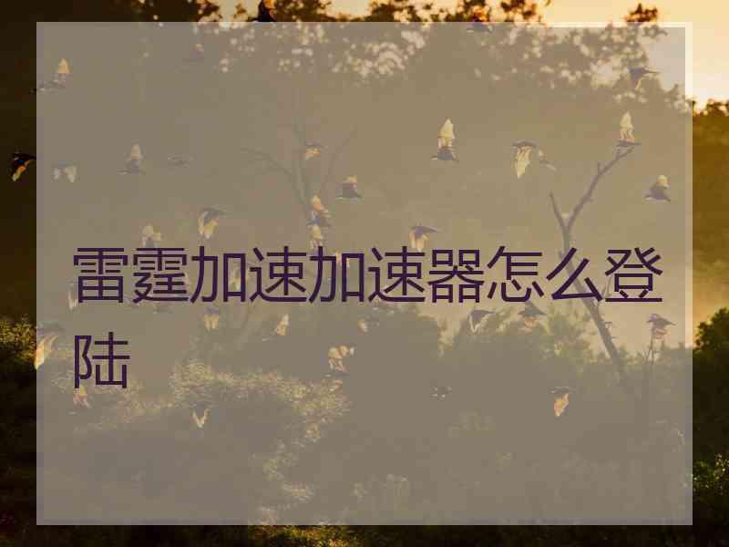 雷霆加速加速器怎么登陆
